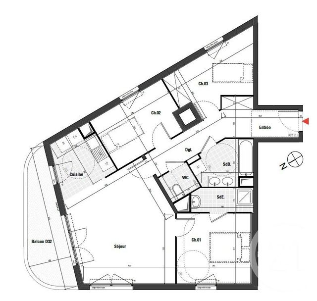 Appartement à vendre - 4 pièces - 80.22 m2 - NANTERRE - 92 - ILE-DE-FRANCE - Century 21 Mémento